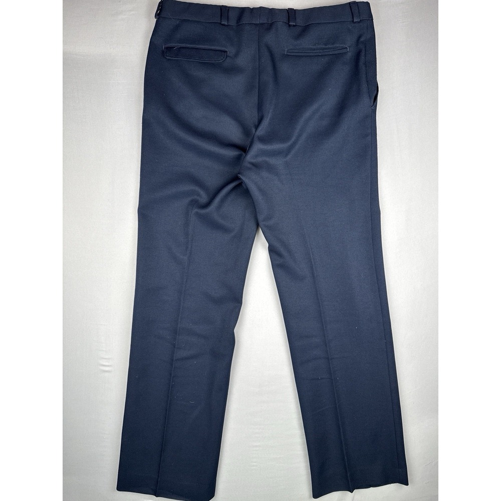 Vintage 70s Broomsticks Glen Oaks Navy Blue Pants Talon Zip Straight Leg - Picture 3 of 10